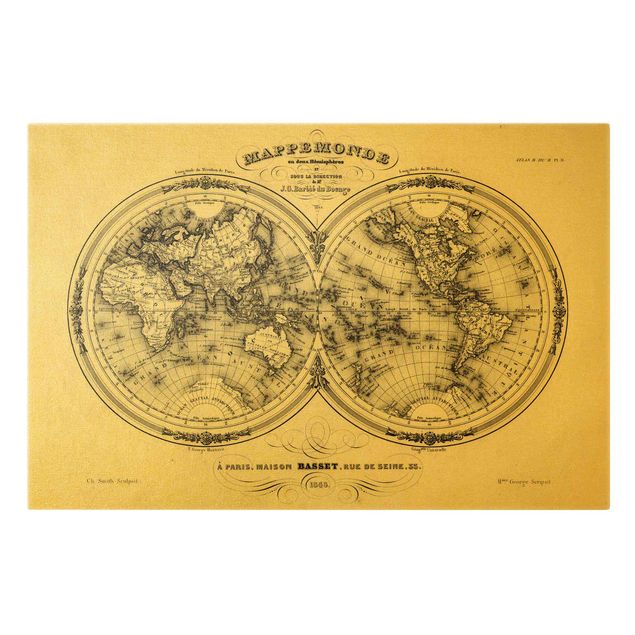 Bilder für die Wand Französische Karte der Hemissphären von 1848