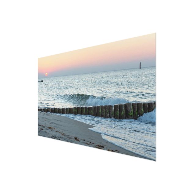 Glas Wandbilder Sonnenuntergang am Meer