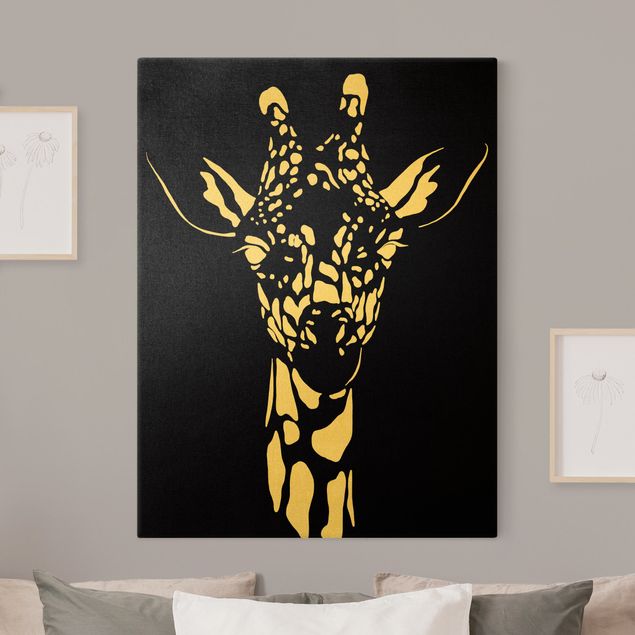 Leinwandbilder Tier Safari Tiere - Portrait Giraffe Schwarz