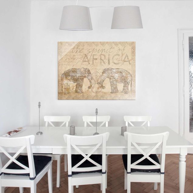 Wandbilder Glas XXL Vintage Collage - Spirit of Africa