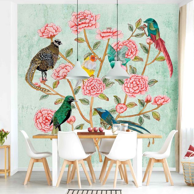 Vintage Tapete Chinoiserie Collage in Mint II