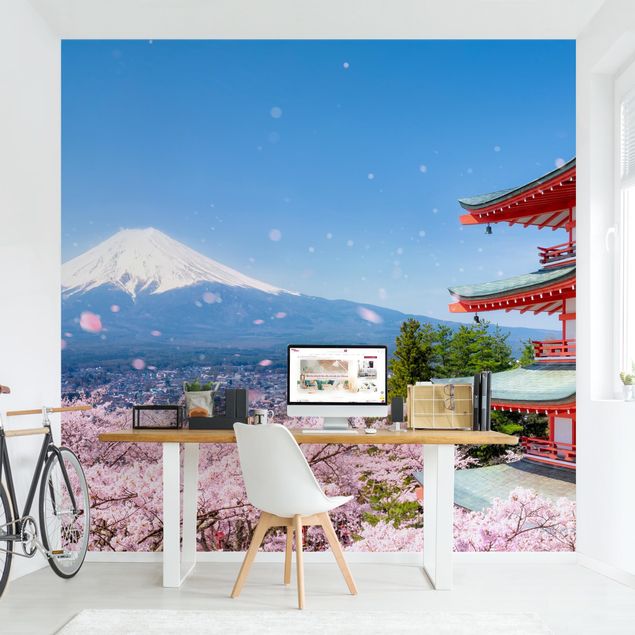 Fototapete modern Chureito Pagode und Fuji