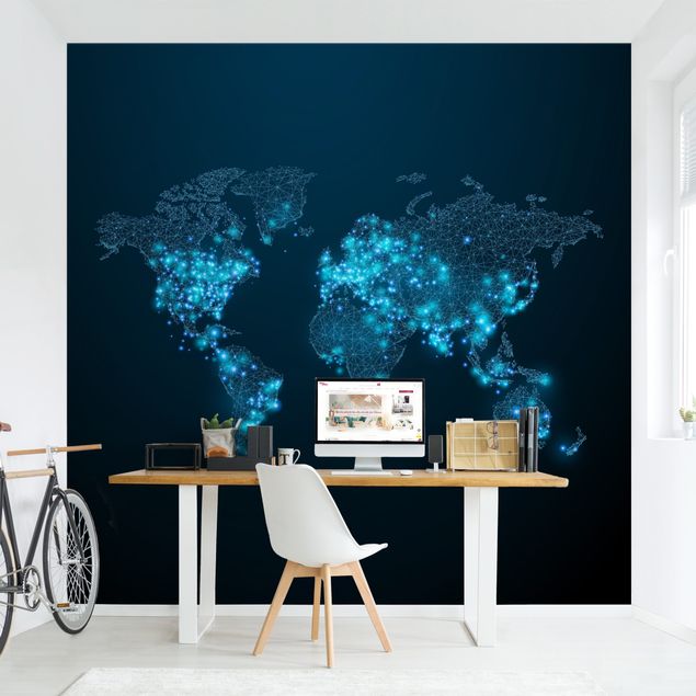 Moderne Tapeten Connected World Weltkarte
