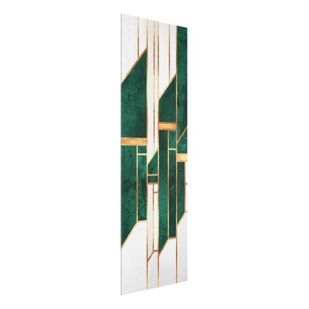 Glasbild - Elisabeth Fredriksson - Emerald und Gold Geometrie - Panel