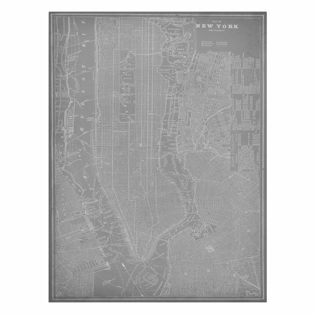 Weltkarten Leinwand Vintage Stadtplan New York Manhattan