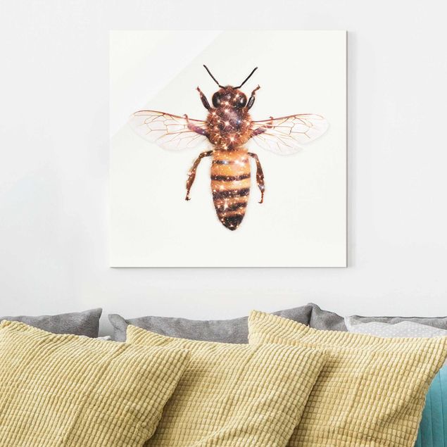 Wandbilder Tiere Biene mit Glitzer