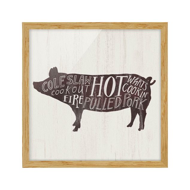 Bild mit Rahmen - Bauernhof BBQ - Schwein - Quadrat 1:1