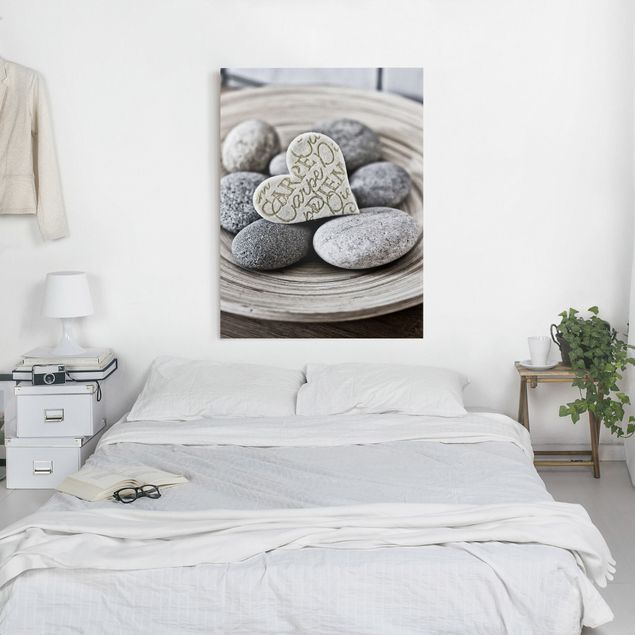 Leinwandbilder Wohnzimmer modern Carpe Diem Herz mit Steinen