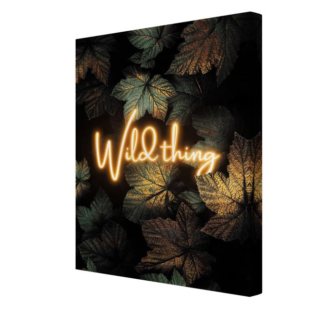 Leinwandbild - Wild Thing goldene Blätter - Hochformat 4:3
