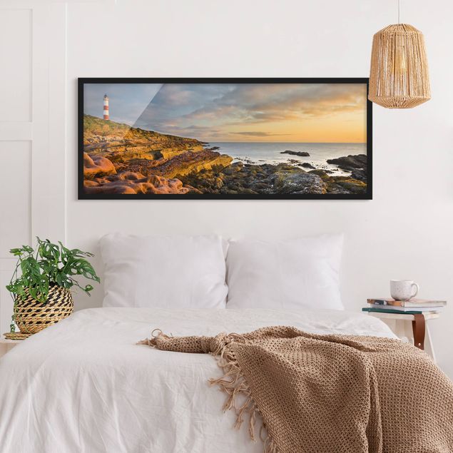 Wandbilder Tarbat Ness Leuchtturm und Sonnenuntergang am Meer
