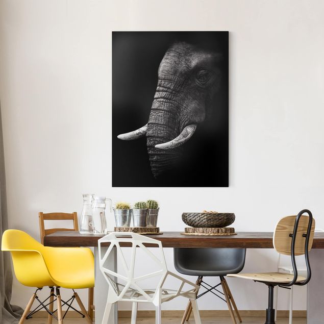 Wandbilder Afrika Dunkles Elefanten Portrait