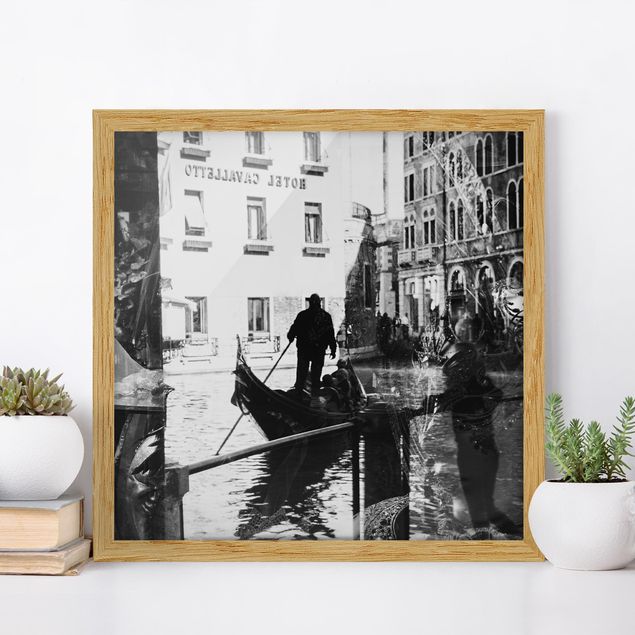 Bilder mit Rahmen Schwarz-Weiß Venice Reflections
