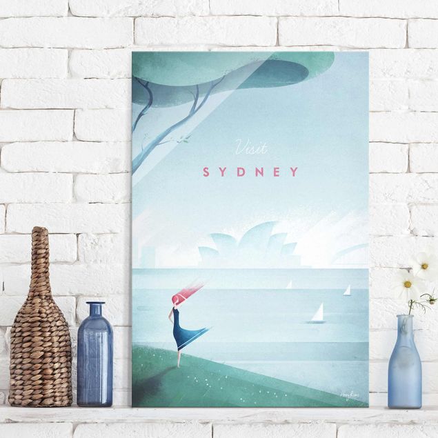 Glasbilder Strand Reiseposter - Sidney