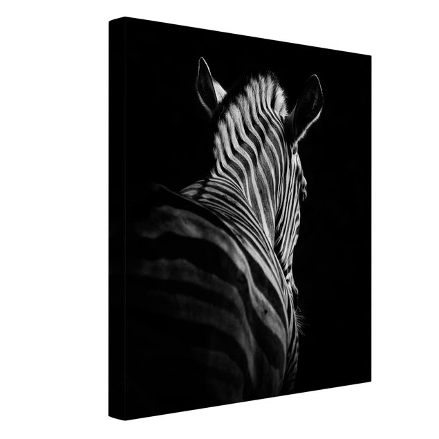 Leinwand Schwarz-Weiß Dunkle Zebra Silhouette