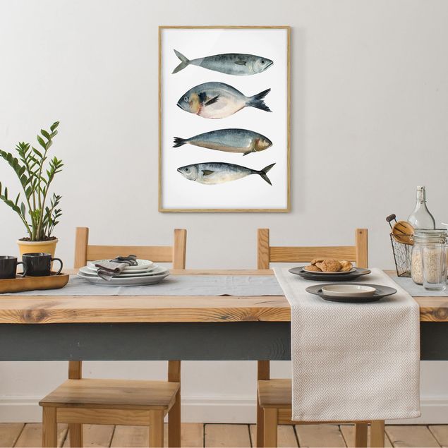 Bilder für die Wand Vier Fische in Aquarell II