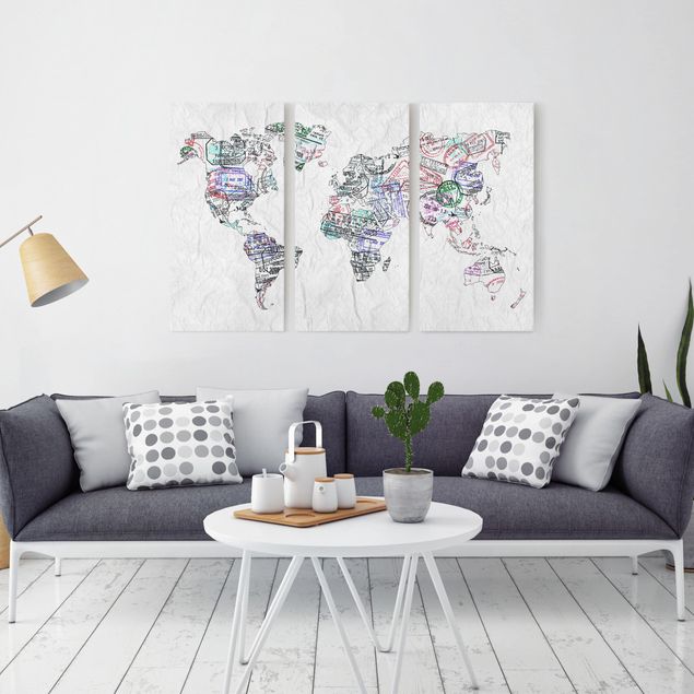 Wandbild Weltkarte Reisepass Stempel Weltkarte