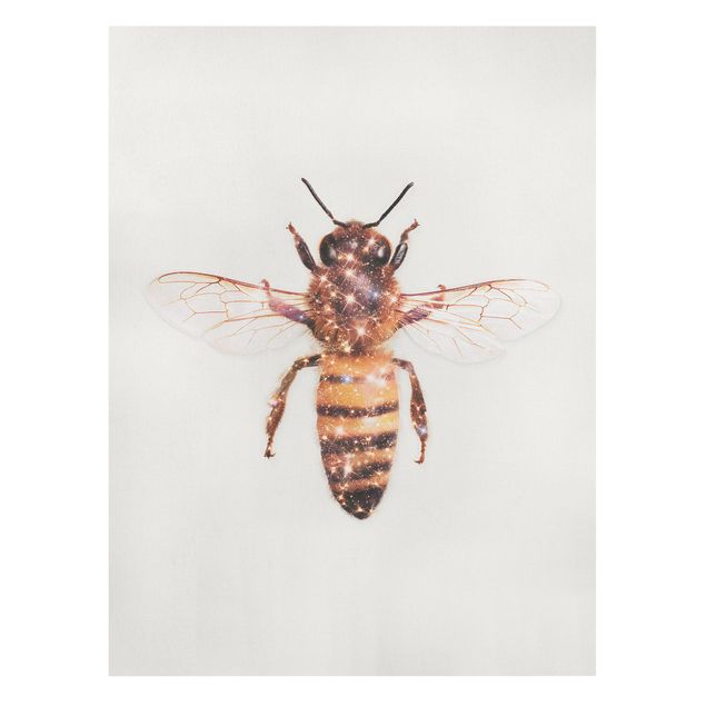 Moderne Leinwandbilder Wohnzimmer Biene mit Glitzer