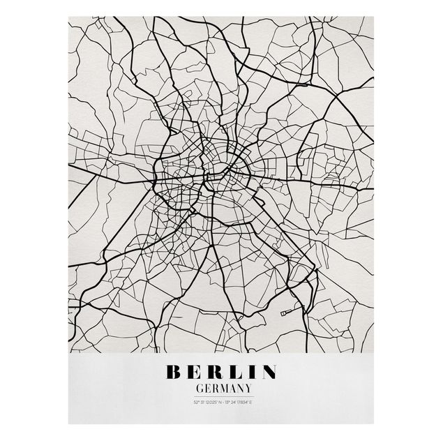 Wandbilder Wohnzimmer modern Stadtplan Berlin - Klassik