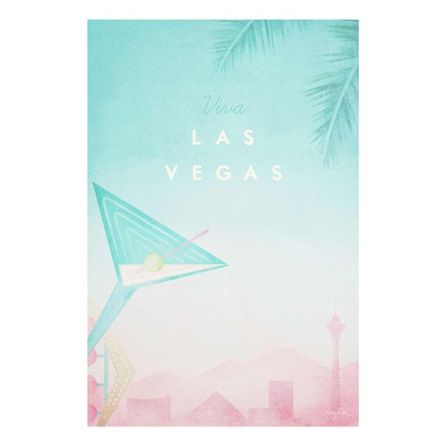 Glas Wandbilder Reiseposter - Viva Las Vegas