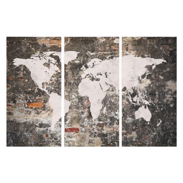 Schöne Leinwandbilder Alte Mauer Weltkarte