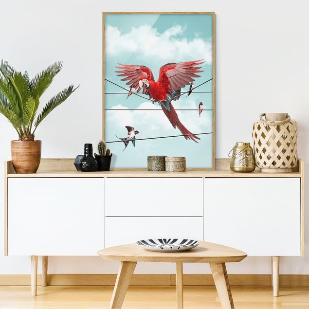 Kunstdruck Bilder mit Rahmen Himmel mit Vögeln