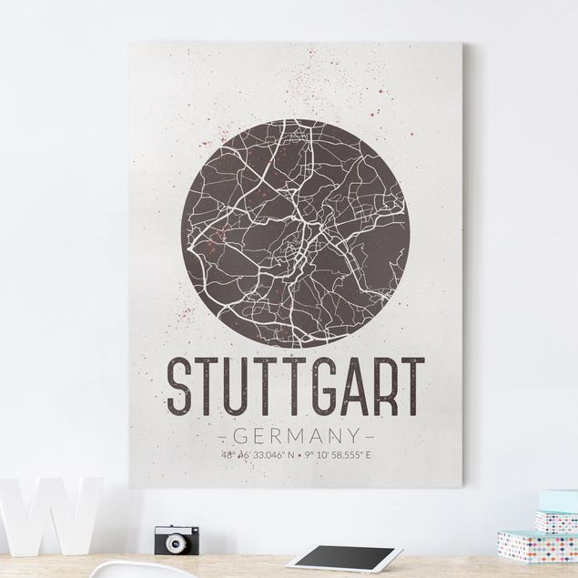 Wandbilder XXL Stadtplan Stuttgart - Retro
