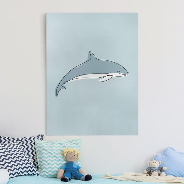 Bilder auf Leinwand Delfin Line Art