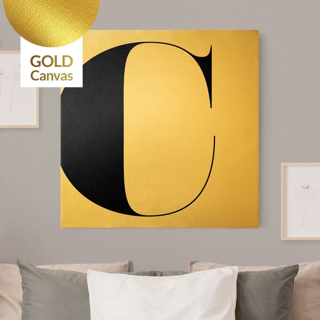 Leinwandbild Gold - Antiqua Letter C - Quadrat 1:1