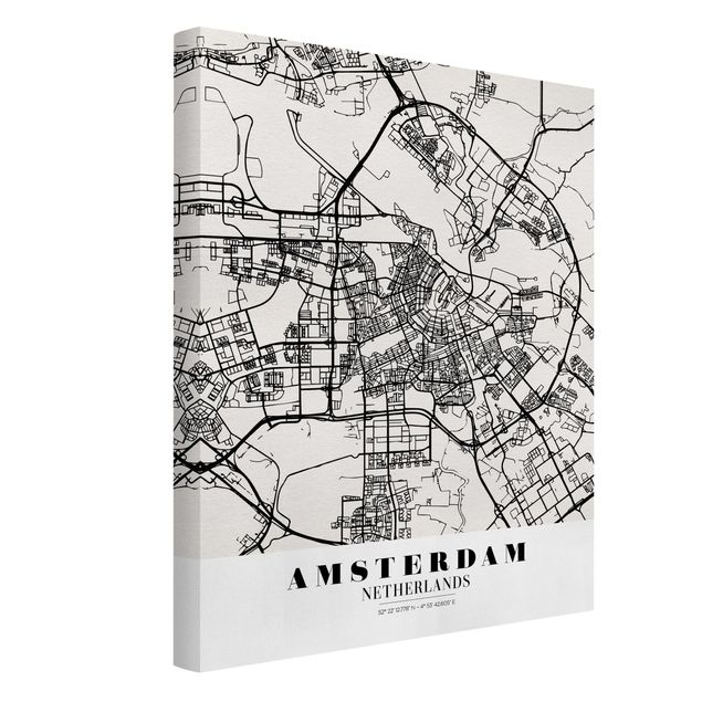 Leinwand Weltkarte Stadtplan Amsterdam - Klassik