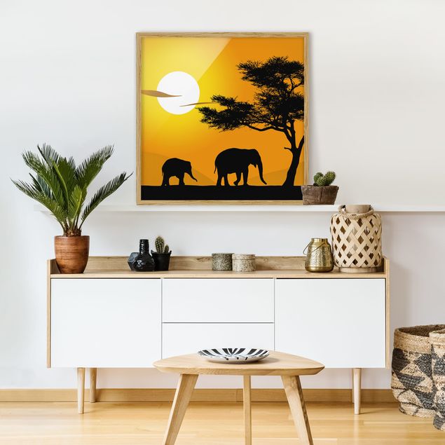 Natur Bilder mit Rahmen African Elefant Walk