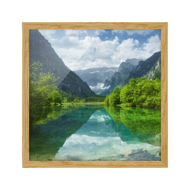 Bild mit Rahmen - Bergsee mit Spiegelung - Quadrat 1:1