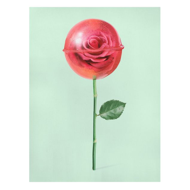 Leinwandbilder Wohnzimmer modern Rose mit Lollipop