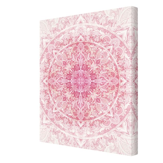 Leinwandbilder Mandala Aquarell Sonne Ornament rosa