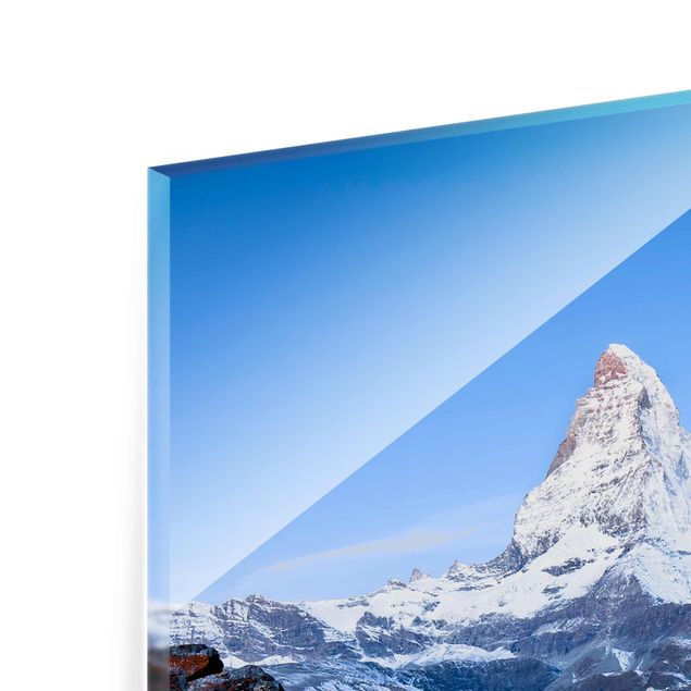 Glasbild - Stellisee vor dem Matterhorn - Hochformat 3:4