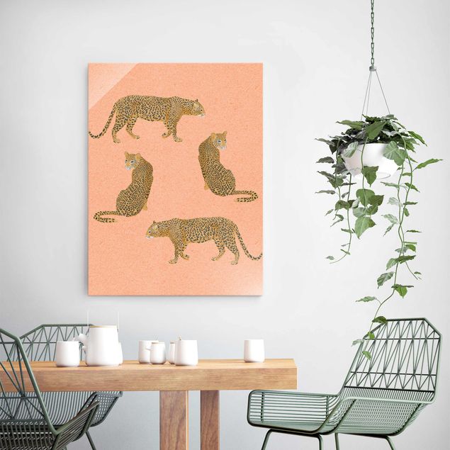 Wandbilder Tiere Illustration Leoparden Rosa Malerei