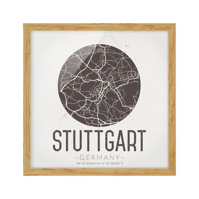 Bilder für die Wand Stadtplan Stuttgart - Retro