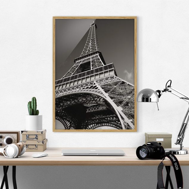 Gerahmte Bilder Schwarz-Weiß Eiffelturm