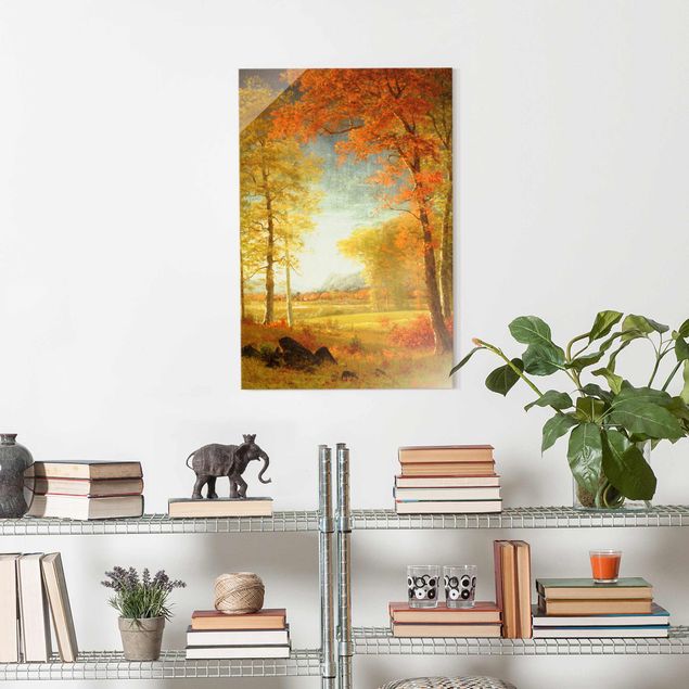Glasbild - Albert Bierstadt - Herbst in Oneida County, New York - Hochformat 3:2