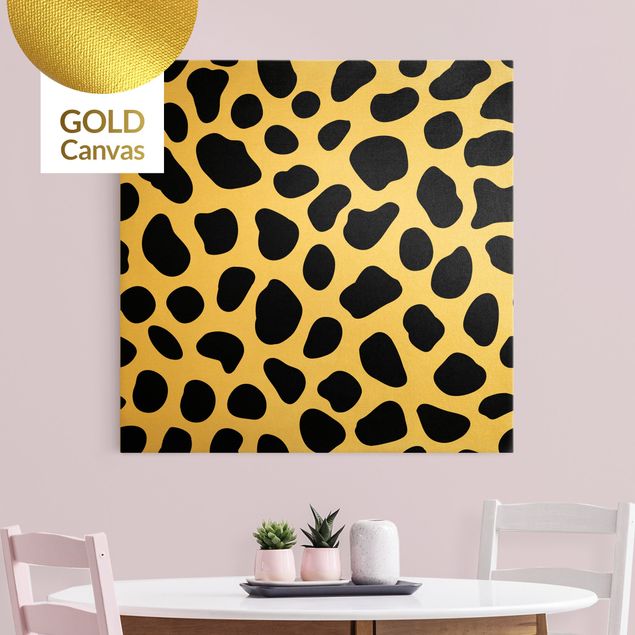 Leinwandbild Gold - Geparden Print - Quadrat 1:1