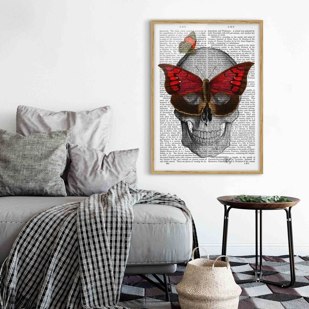 Kunstdrucke mit Rahmen Grusellektüre - Schmetterlingsmaske