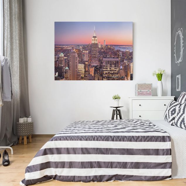 Wandbilder Wohnzimmer modern Sonnenuntergang Manhattan New York City