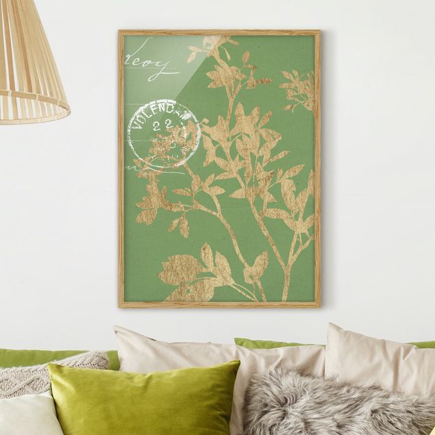 Blumen Bilder mit Rahmen Goldene Blätter auf Lind II