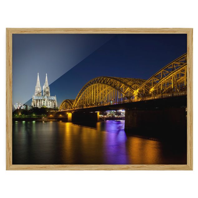 Bild mit Rahmen - Köln bei Nacht - Querformat 3:4