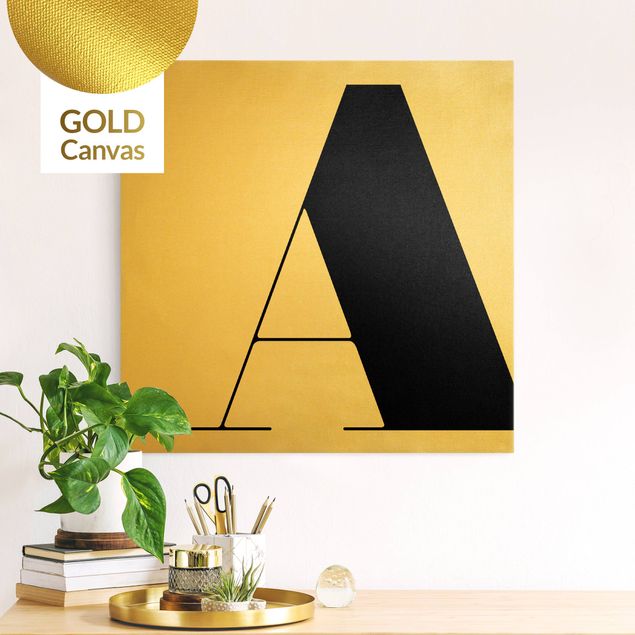 Leinwandbild Gold - Antiqua Letter A - Quadrat 1:1