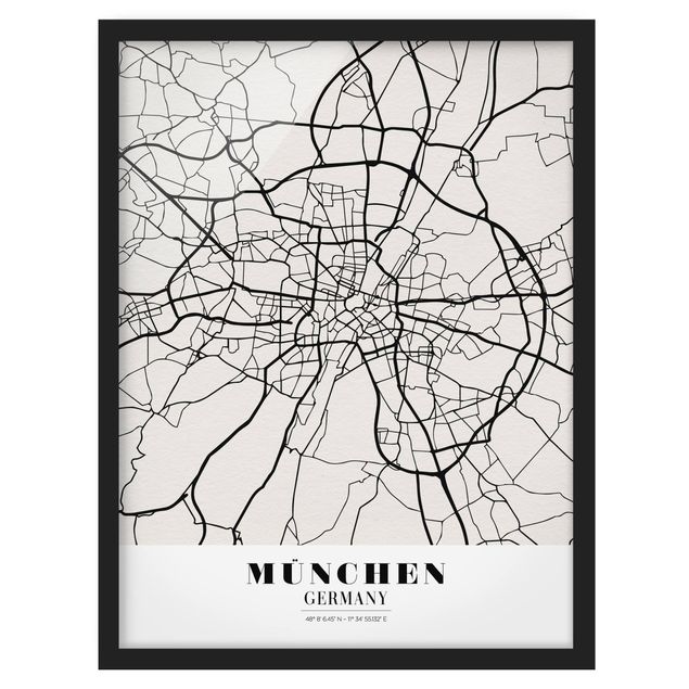 Schöne Wandbilder Stadtplan München - Klassik
