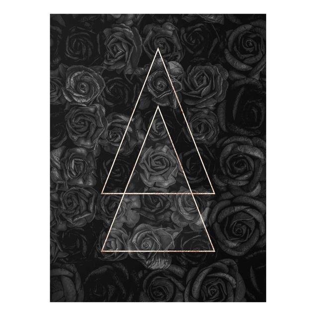 Bilder auf Glas Schwarze Rosen mit goldenen Dreiecken