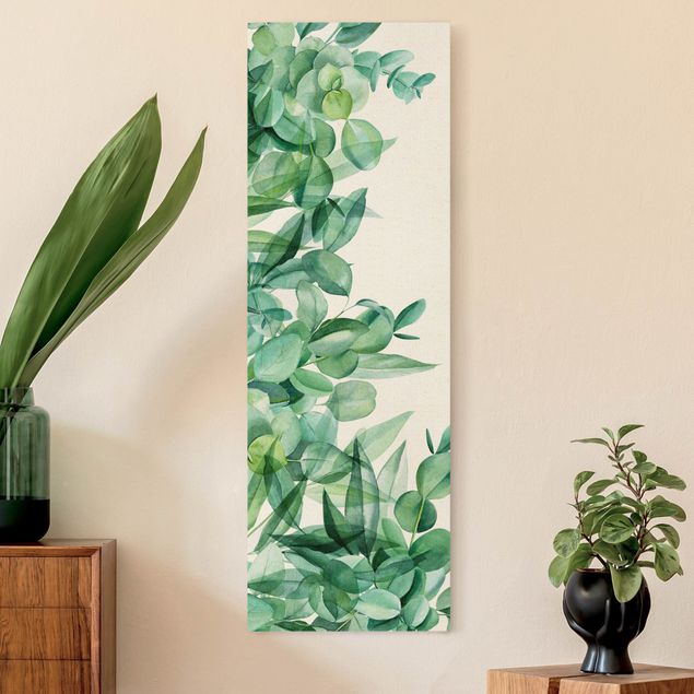 Wandbilder Blumen Dickicht Eukalyptusblätter Aquarell