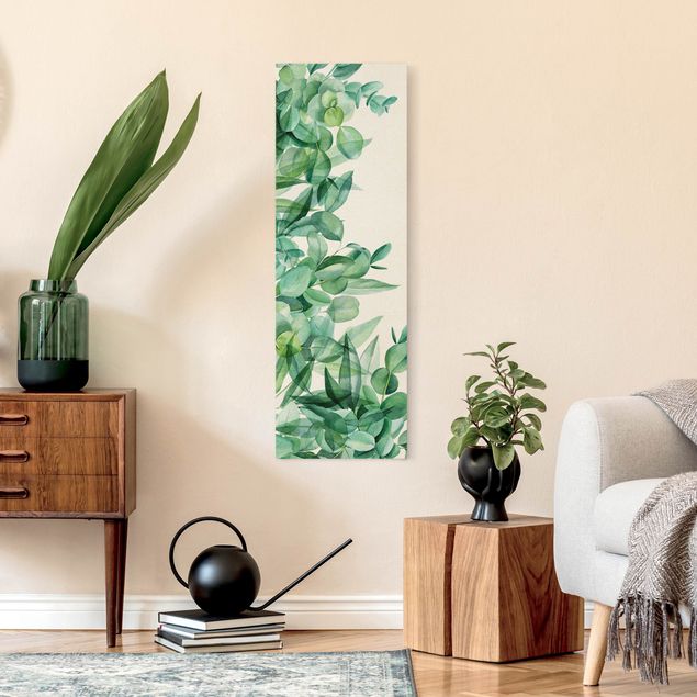 Moderne Leinwandbilder Wohnzimmer Dickicht Eukalyptusblätter Aquarell