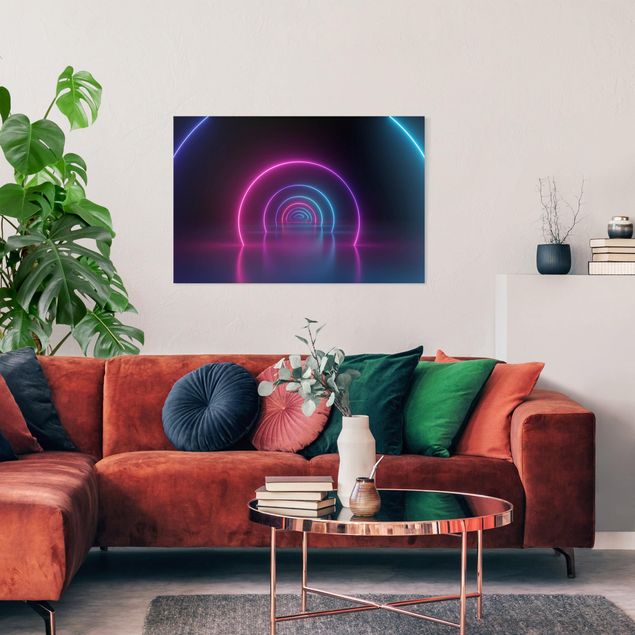 Moderne Leinwandbilder Wohnzimmer Dreidimensionale Neonbögen