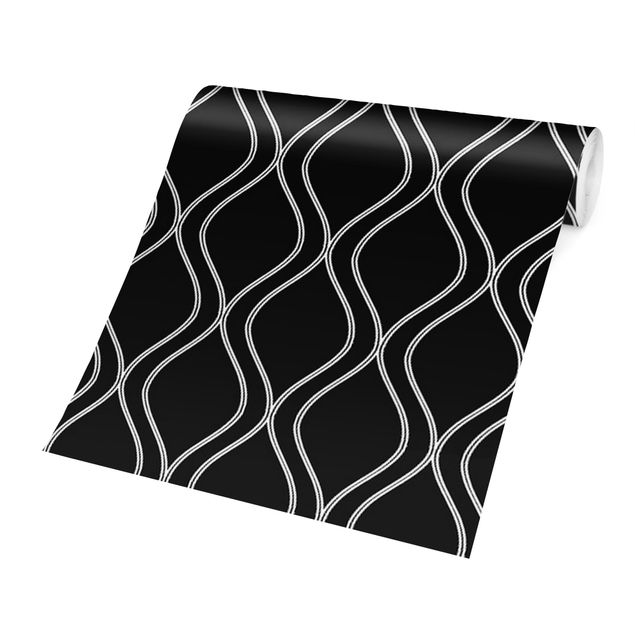 Fototapete modern Dunkles Retro Muster mit grauen Wellen
